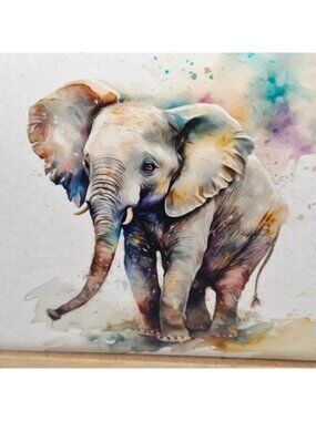 4x6 Elephant Watercolor Fantasy Oil Painting Wall Art‎ Print